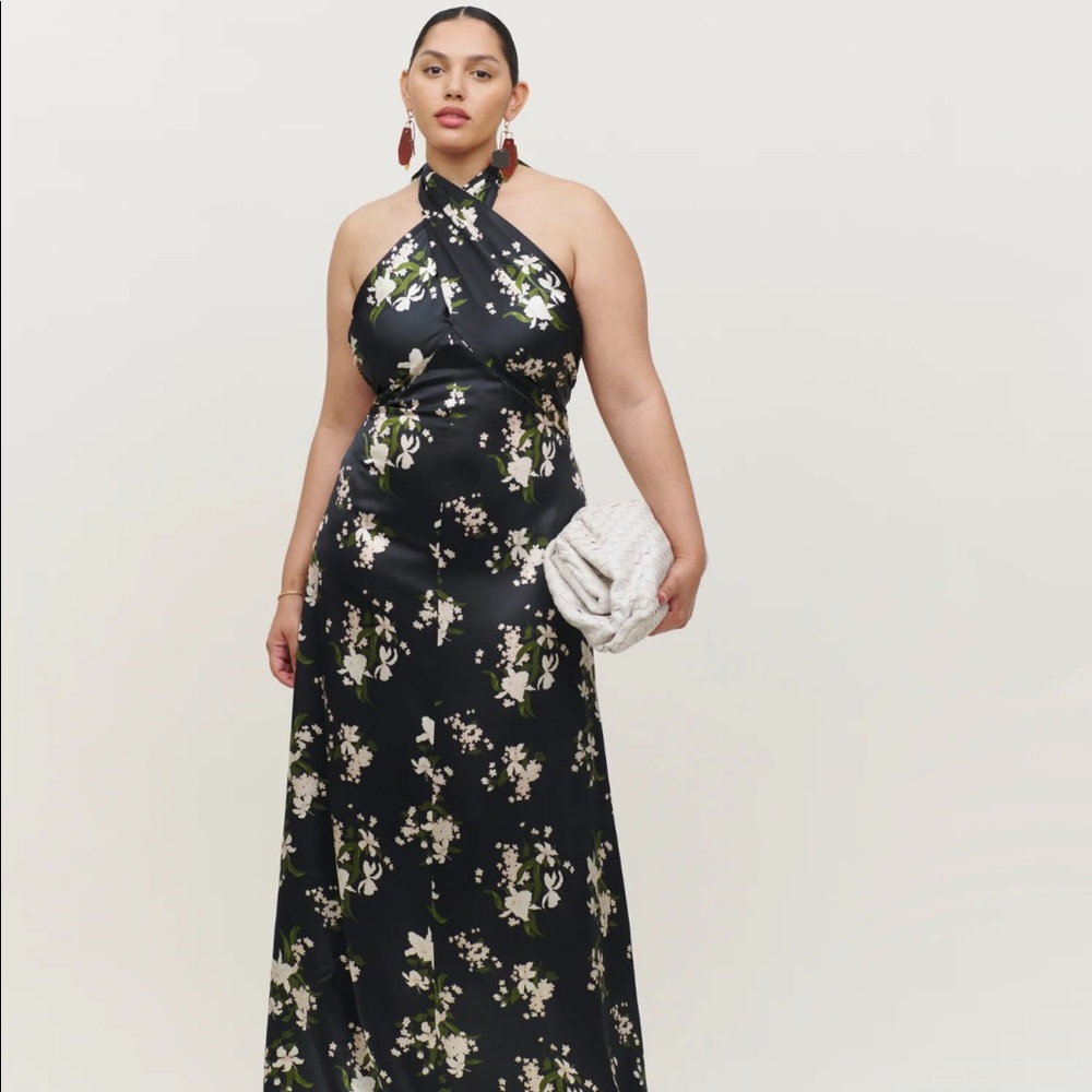 Reformation Veria Silk Dress - Black Floral - Size 4